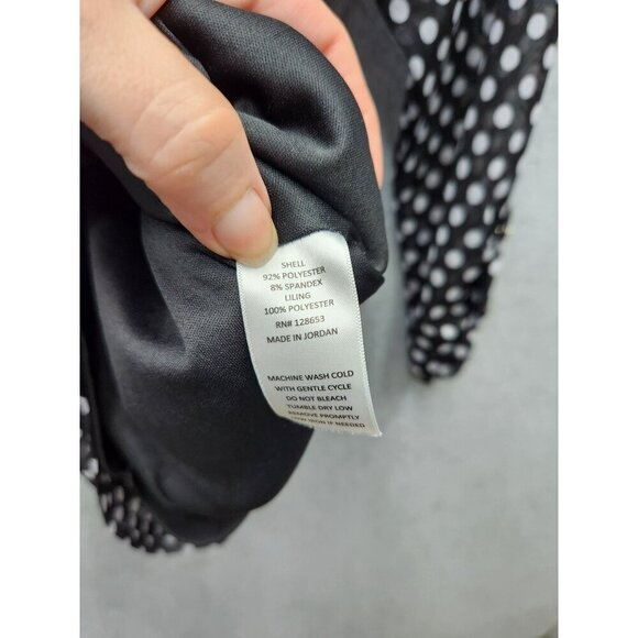 Zoey & Leela Black & White Polka Dot Sheer Blouse With Button Details 3/4 Sleeve - Picture 4 of 5